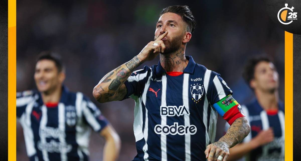 Sergio Ramos festeja su primer gol con Monterrey (Imago7)