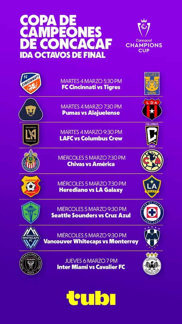 ¿Qué partidos de la Copa de Campeones de la CONCACAF transmitirá Tubi?