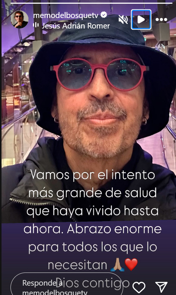 Memo del Bosque compartió un mensaje sobre su estado de salud en Instagram.