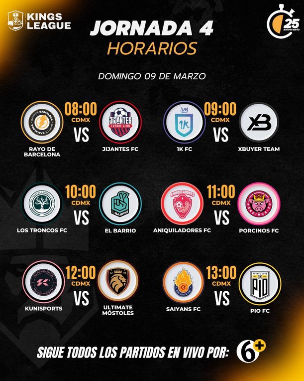 Horarios de la Jornada 4 de la Kings League Spain. Foto: Julián Santillán