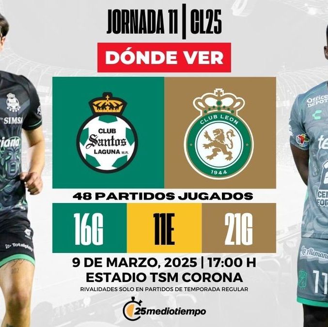 Rivalidad Santos vs. León Jornada 11 Clausura 2025