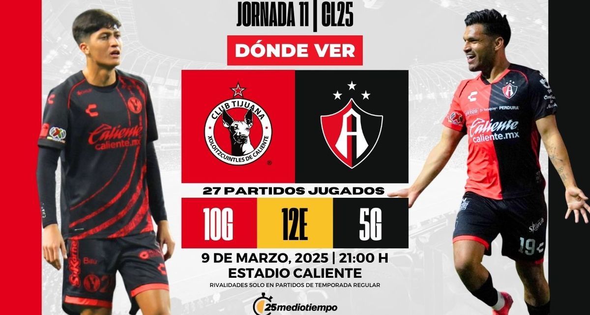 Rivalidad Tijuana vs. Atlas Jornada 11 Clausura 2025