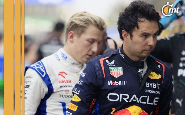 Checo Pérez y Liam Lawson tras el GP de México (Reuters)