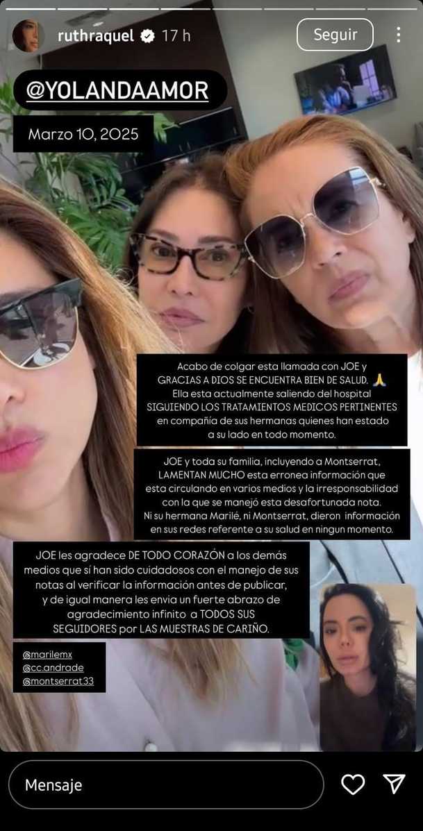 Yolanda Andrade en videollamada con Raquel para desmentir su muerte