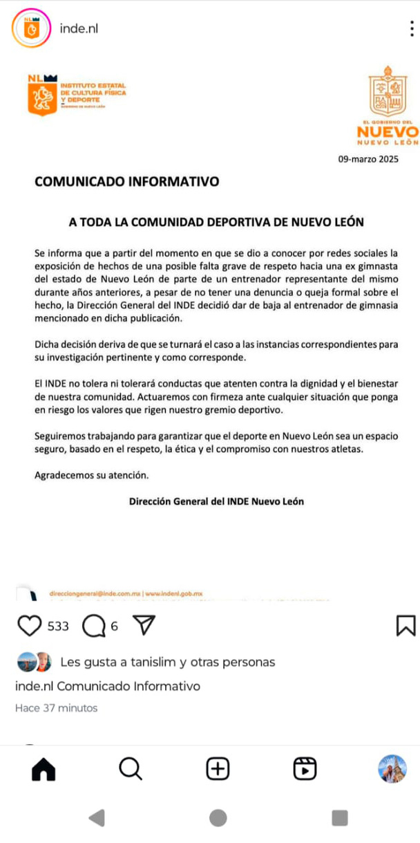 El Instituto del Deporte de NL dio de baja a Dámaso N.