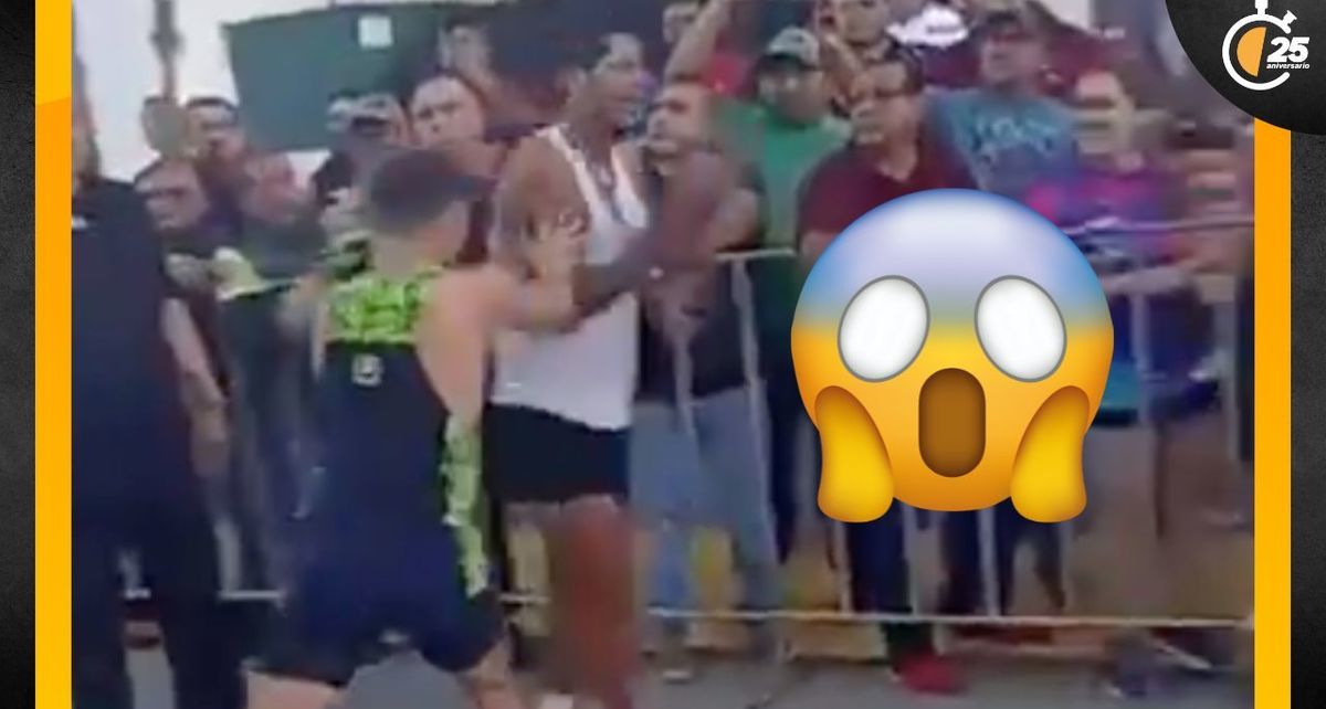 ¡Lamentable! Corredor agrede al ganador de una carrera realizada en Villahermosa, Tabasco. (FOTO): Captura de pantalla (@xevtfm).