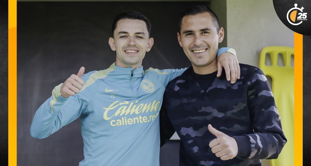 Álvaro Fidalgo junto a Paul Aguilar en su visita a Coapa (X: @ClubAmerica)