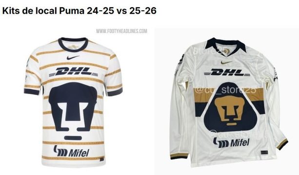 Comparación de las camisetas de Pumas (footyheadlines.com)