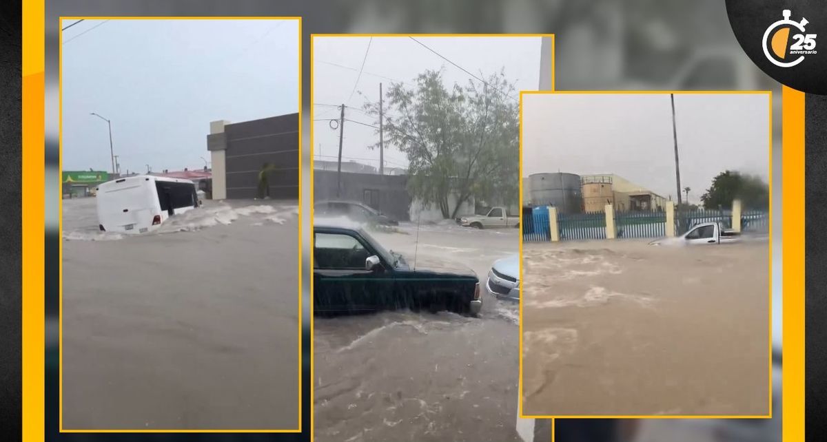 Tamaulipas queda inundado por fuertes lluvias torrenciales.