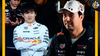 Checo Pérez le mostró su apoyo a Yuki Tsunoda. (Fotos: Reuters y @SChecoPerez)