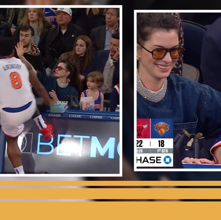 Anne Hathaway le agradeció a OG Anunoby por cumplirle su sueño de fan de la NBA. Foto: Especial
