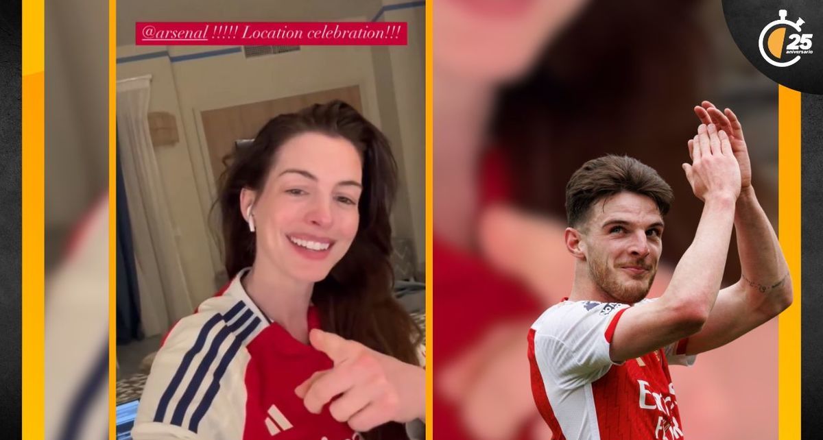 Anne Hathaway celebró la goleada del Arsenal con viral video.