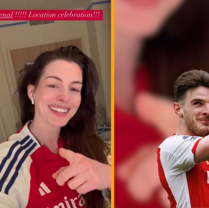 Anne Hathaway celebró la goleada del Arsenal con viral video.