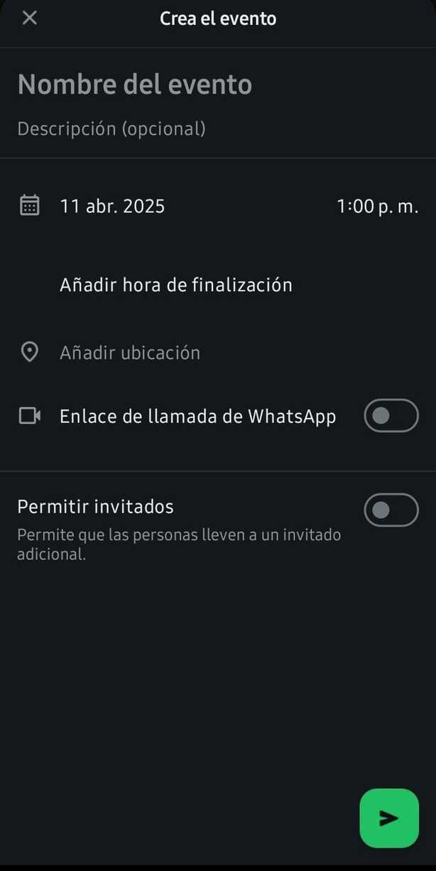 Crea eventos en chats individuales en WhatsApp