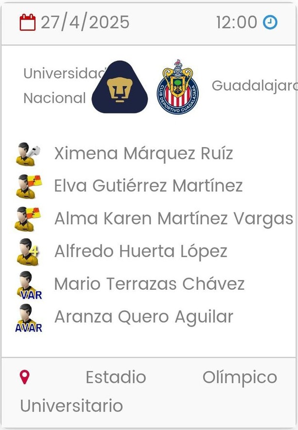 Ximena Márquez, es jugadora de Pumas, les pitará ante Chivas