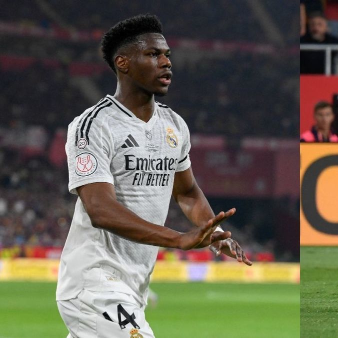 Aurélien Tchouaméni y Antonio Rüdiger en la Final de la Copa del Rey 2025 (AFP)