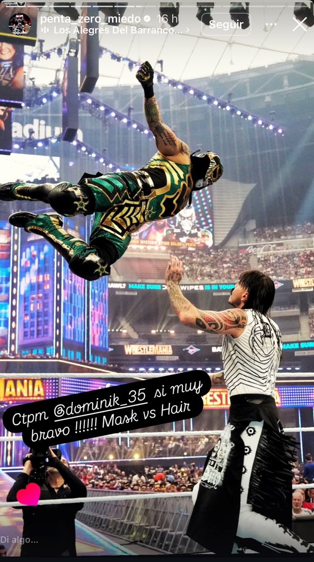 Penta Zero Miedo lanzó reto a Dominik Mysterio (Instagram @penta_zero_miedo)