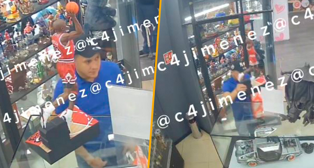 Un sujeto robó en CDMX una figura de colección de Michael Jordan (X @c4jimenez)