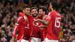 Casemiro, Bruno Fernandes, Mason Mount y Leny Yoro ante Athletic Club (AFP)