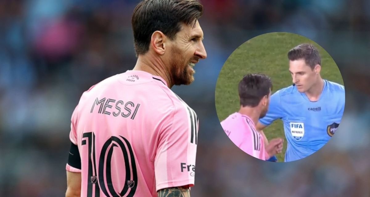 Messi le reclamó fuerte al árbitro y lo amonestó.