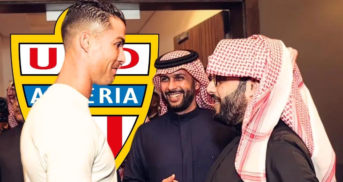 Cristiano junto a Turki Al Alshikh y Al-Khereiji, nuevo propietario del Almería. (Foto: Especial)