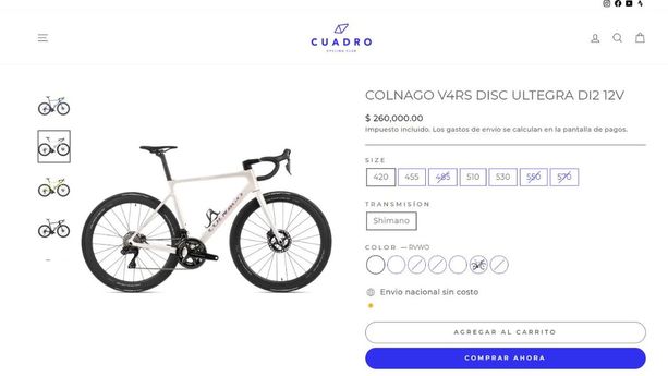 La Colnago V4Rs tiene un precio estimado de $260 mil pesos mexicanos. Foto: Cuadro Cycling Club