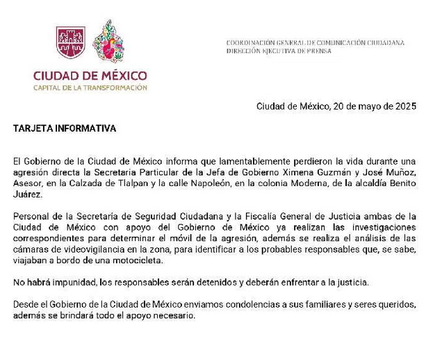 El Gobierno de la Ciudad de México lo confirmó.