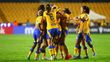 Jugadoras de Tigres Femenil celebran un gol a Portland (Imago7)