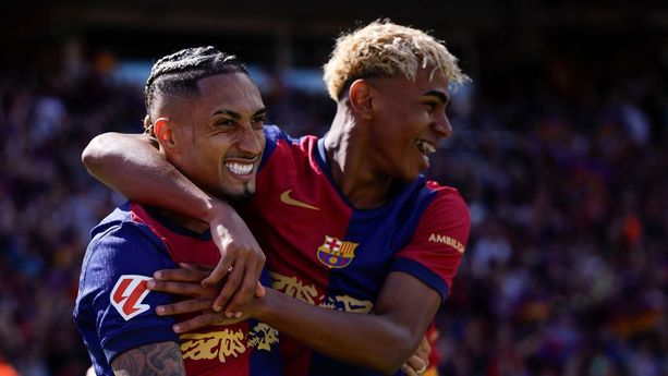 Raphinha y Lamine Yamal lideraron al Barcelona (EFE)