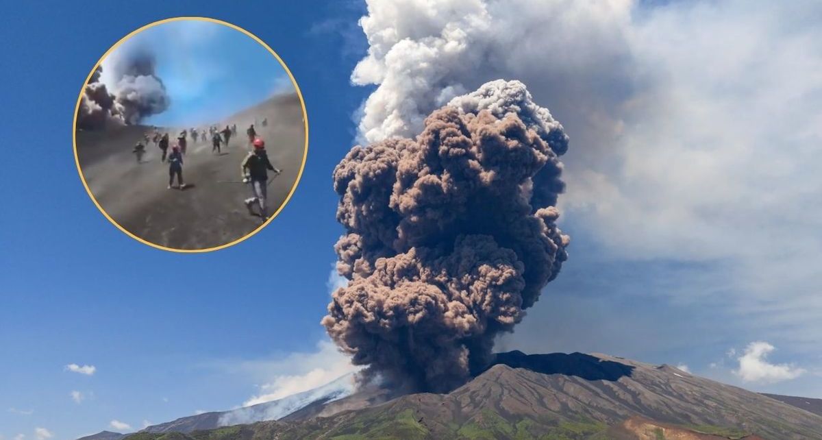 Turistas escapan de un volcán mientras este comenzaba a hacer erupción (Especial)