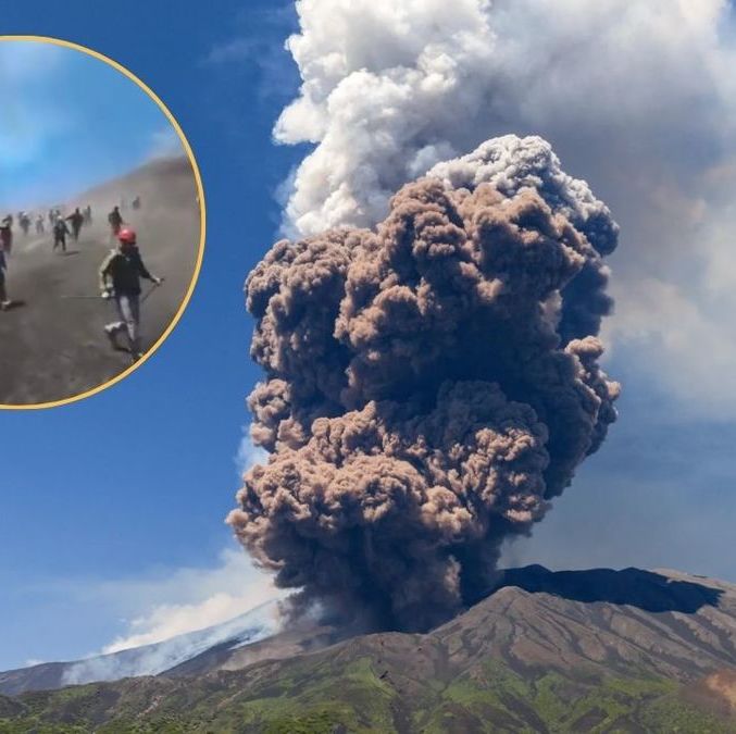 Turistas escapan de un volcán mientras este comenzaba a hacer erupción (Especial)