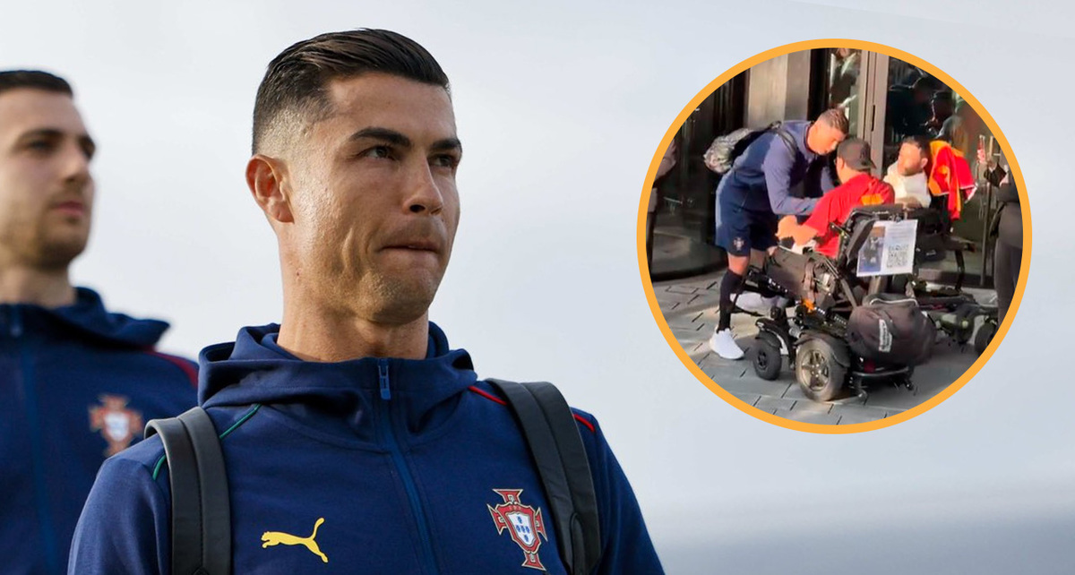 Cristiano Ronaldo sufrió un pequeño accidente con un aficionado (@selecaoportugal | Captura)