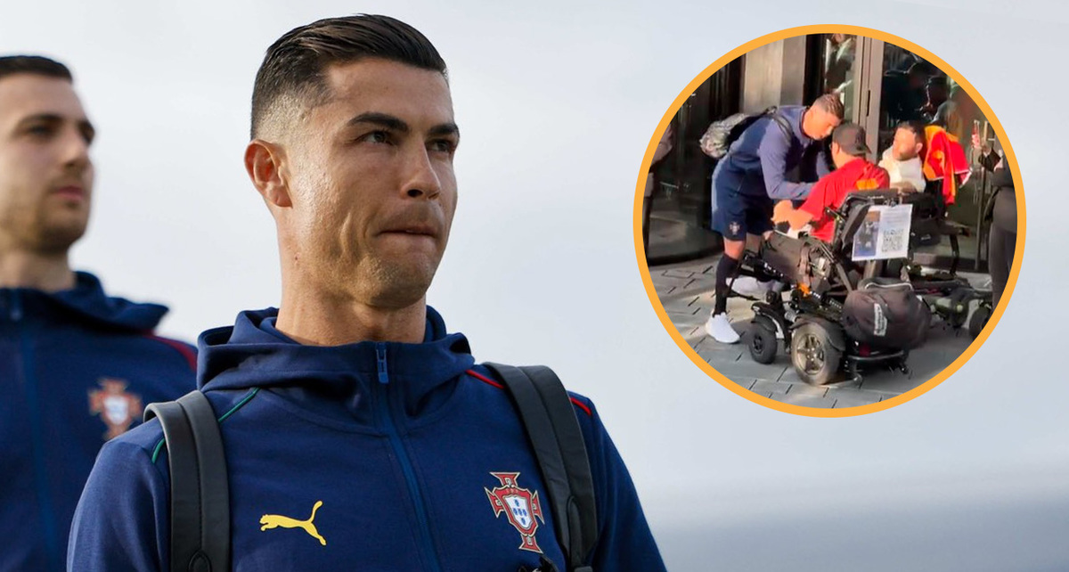 Cristiano Ronaldo sufrió un pequeño accidente con un aficionado (@selecaoportugal | Captura)