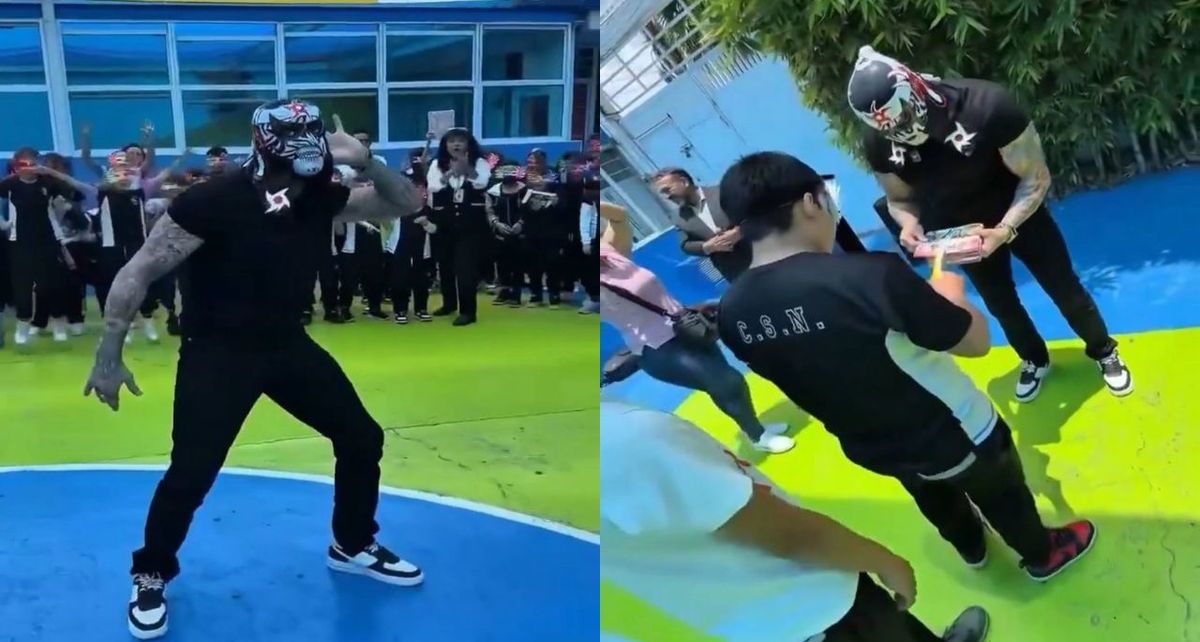 Penta Zero Miedo regresa a la primaria donde estudió con increíbles regalos para los estudiantes en Ecatepec. (FOTO): Especial.