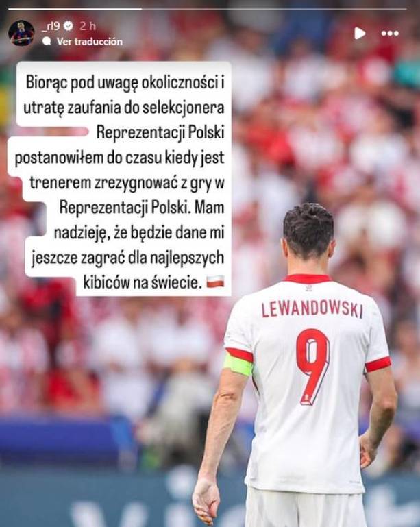 Mensaje de Lewandowski en redes sociales (@_rl9)