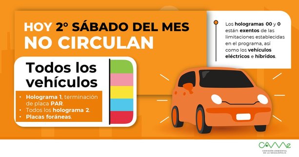 Estos coches no podrán circular en CDMX y Estado de México este sábado 14 de junio 2025. Foto: CAMegalópolis