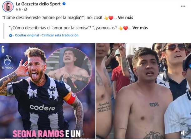 Publicación de  La Gazzetta dello Sport (Captura)