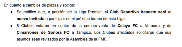 Comunicado de la Liga de Expansión