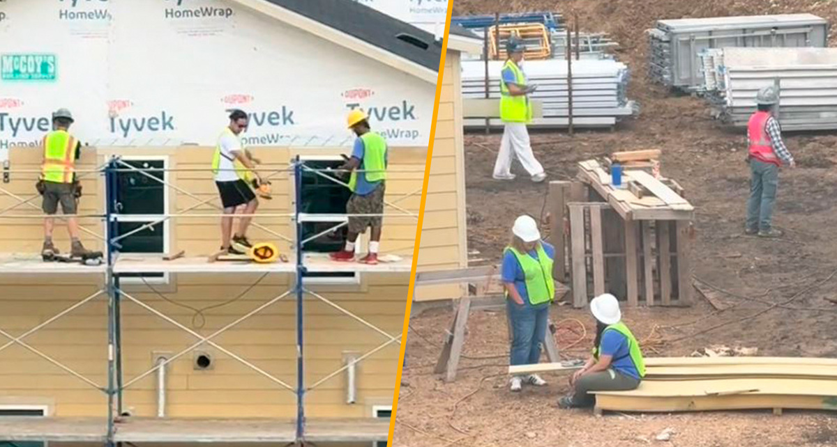 Estadounidenses laboran en la construcción en USA (Captura @@estebanlopez400)
