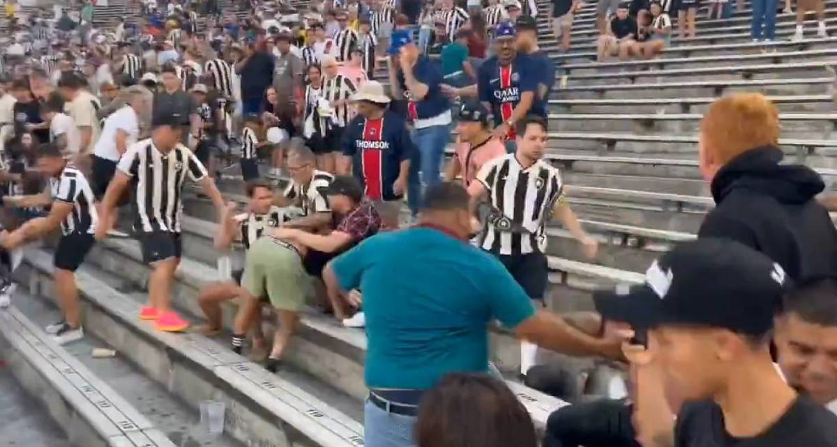 Aficionados de PSG y Botafogo pelean en el Rose Bowl / Captura de pantalla