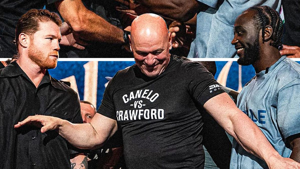 Canelo Álvarez empujó a Terence Crawford en careo: VIDEO
