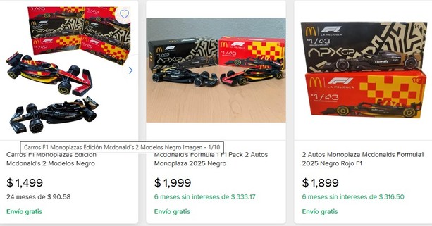 ¡Revenden monoplazas de F1 y McDonald's a casi el triple de su precio!