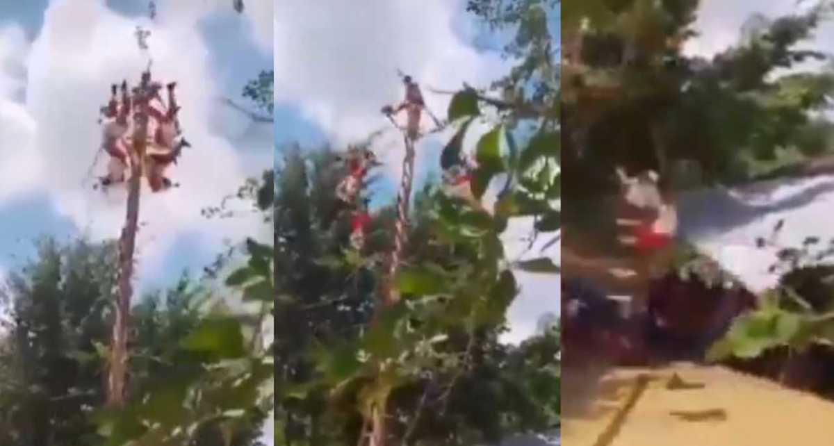Voladores de Papantla sufren terrible accidente en pleno rito