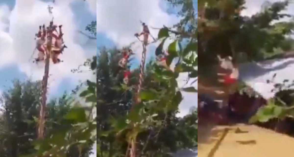 Voladores de Papantla sufren terrible accidente en pleno rito