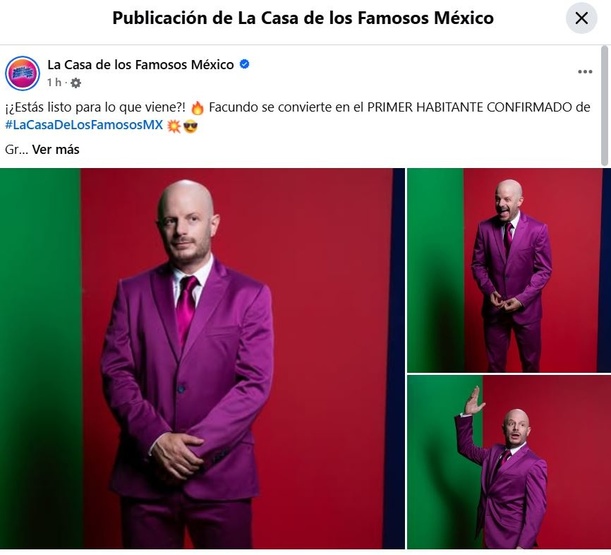 Facundo será parte de la La Casa de los Famosos 3 México (Facebook @lacasafamososmx)
