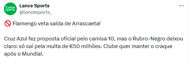 De Arrascaeta cuesta 50 millones de euros, según el diario Lance.