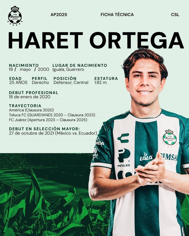 Haret Ortega fue anunciado por el club Santos. (Foto: Santos)