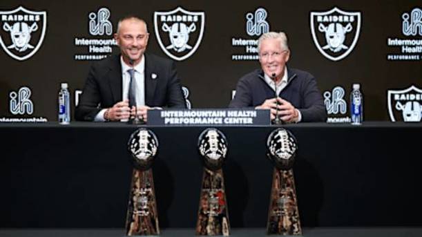 Pete Carroll, durante su presentación oficial (Las Vegas Raiders)