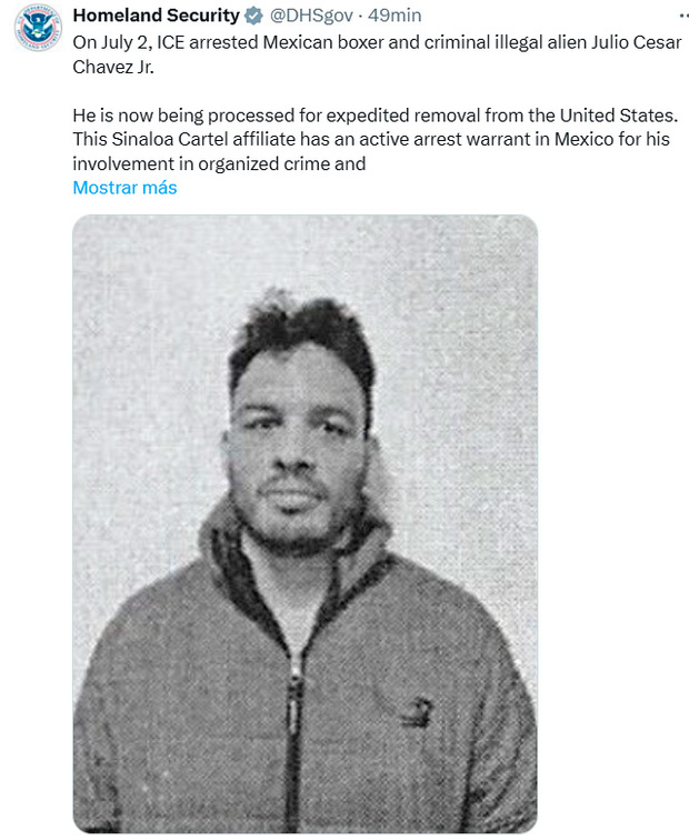 La DHS dio a conocer las causas que llevaron a la detención de Chávez Jr.