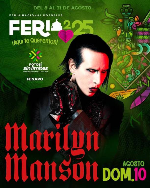 Cartel del concierto de Marilyn Manson en SLP (Facebook Fenapo)